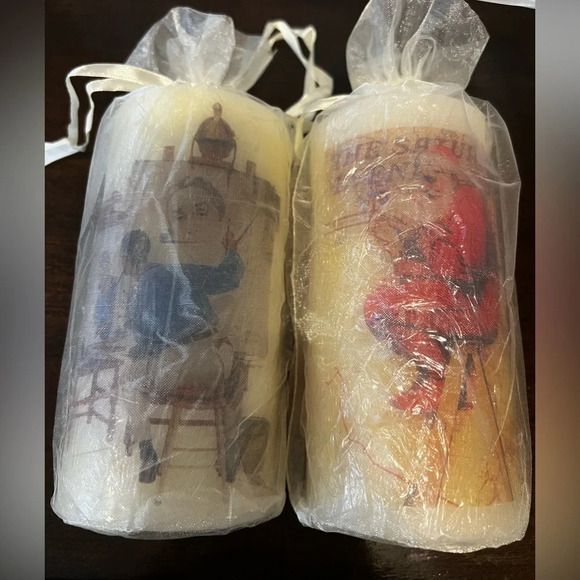 NWT 2pc Norman Rockwell the Saturday Evening Post Flameless Pillar Candles Set - Picture 2 of 6